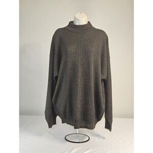 Franco Rossi Italy Mens Mock Neck Sweater Charcoal Grey Ribbed Knit Pullover‎